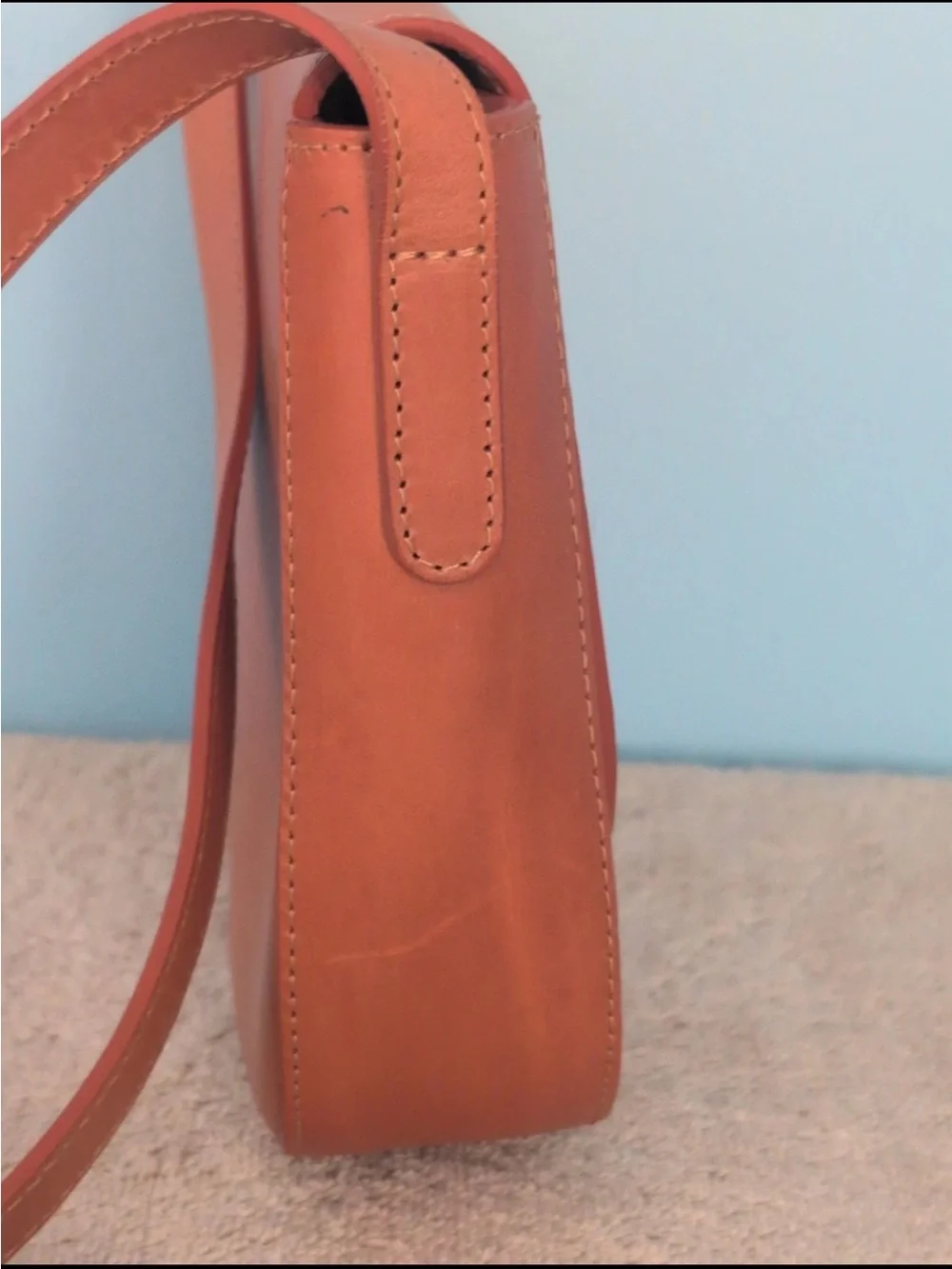 Mansur Gavriel Leather Crossbody Bag — Cognac/Tan